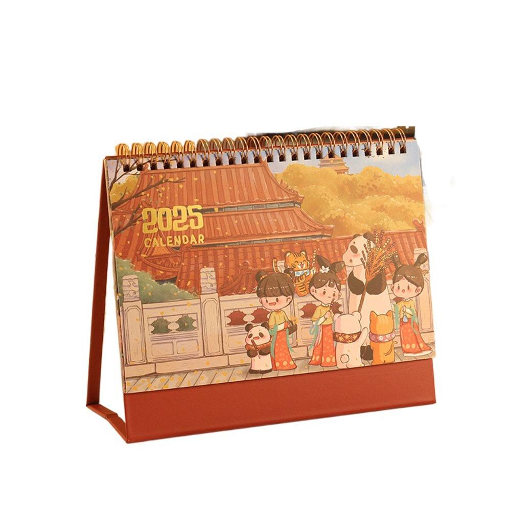 

Календарь настольный на 2025 год в древнем стиле, ежедневный, ежемесячный, настольный, месячный календарь, подарки для студентов Style2