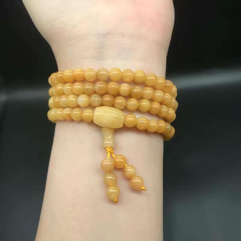 Natural Xinjiang Gobi Tricolor Jade Hand-Strung Bracelet/108-Bead Necklace