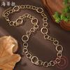 New Hollow Geometric Ring Long Necklace, Women's Exaggerated Bohemian Irregular Ring Necklace