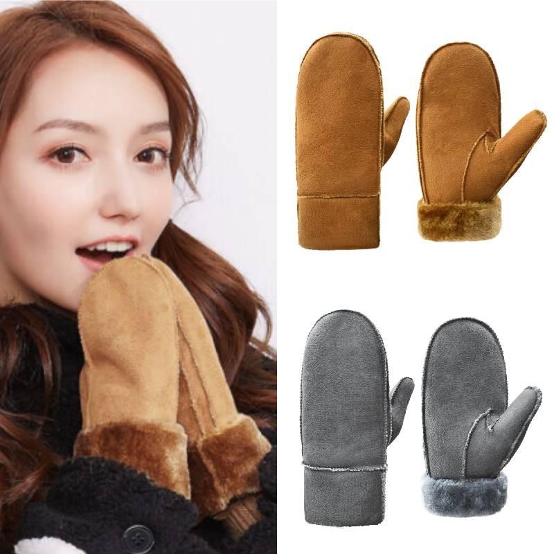 Dicke und warme Herren-Winterhandschuhe aus weichem Kunstfell und Polyestergemisch