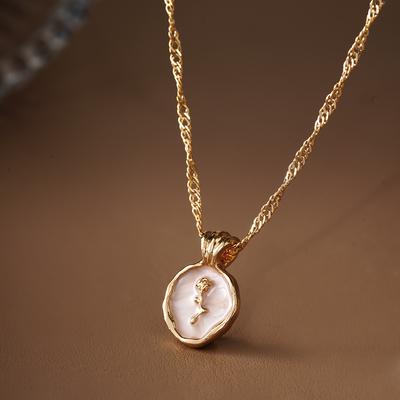 Francouzský Retro Zlatá Barva Růže Náhrdelník Módní Kovový Kruhový Přívěsek Klíční Kost Řetízek Náhrdelník Pro Ženy Elegantní Šperky