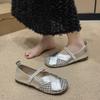 Mary Jane Shoes Children's Flat Silver Summer Hollow with Skirt One Pedal Weaving 2025 New Evening Single Shoes