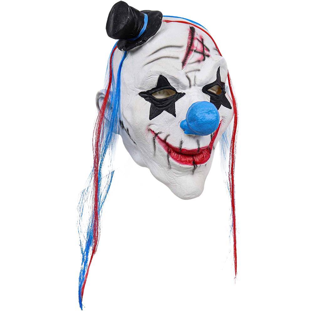 Halloween Clown Gesichtsbedeckung mit Haaren und Hut Horror Latex Gesichtsbedeckung für Erwachsene Halloween Kostümparty Requisiten
