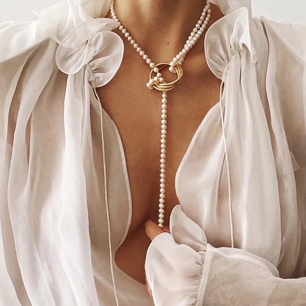 European and American personalized soft pottery necklace fashion coconut tree starfish flower pendant long necklace stacked collarbone chain