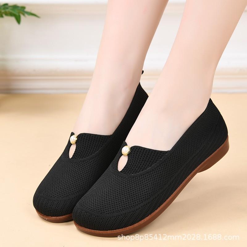 Womens Comfortable Slip-On Flat Shoes Breathable Mesh Low-Heel Casual