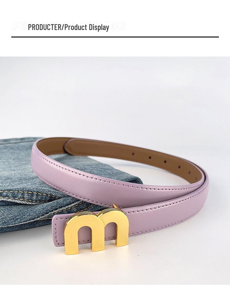 M Letter Genuine Leather Women's Belt - Versatile for Casual Pants, Skirts, and Jeans