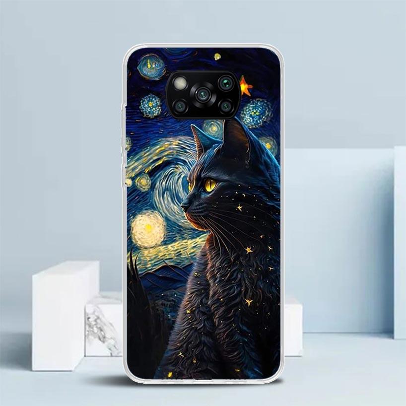 Schwarze Katze Cartoon Niedliche Handyhülle Für Xiaomi Poco F7 Ultra X5 X6 X7 Pro M7 Redmi 15C 15 13C 13 12C 12 10C 10 10A 9 9C 9A 9T Hülle