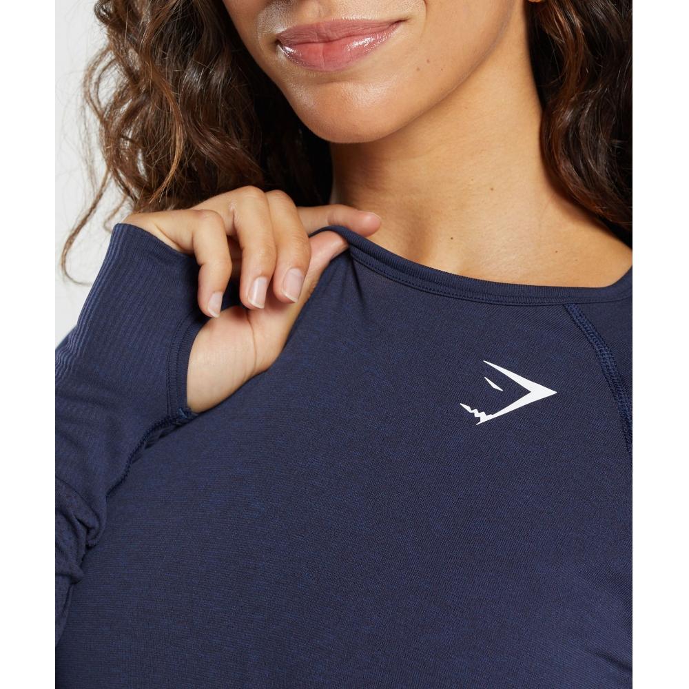 Gymshark Vital Light Long Sleeve Top Heavy Blue Marl B4a8c Ucw7