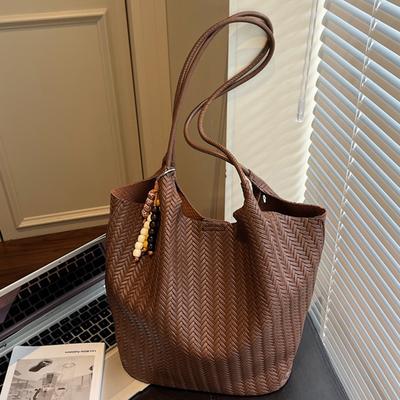 Retro Bag Women's Large-capacity New Autumn Shoulder Woven Mother and Child Bag Commuter Tote Bag