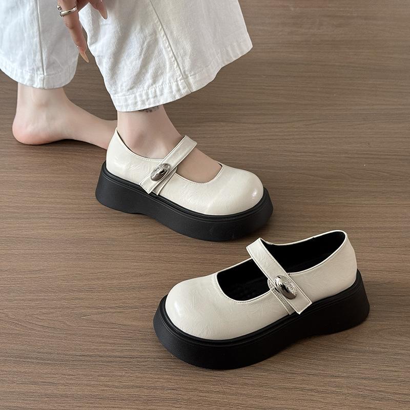 Japanese Jk Velcro Small Leather Shoes Women's 2025 Spring and Summer New Platform Muffin Women's Shoes British Style Mary Jane Single Shoes
