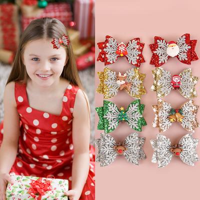 1/4 Stück Weihnachts-Haarschleifen Haarspangen für süße Mädchen Kinder Haarnadeln Spangen Kopfschmuck Kinder Weihnachtsfeier Haarschmuck