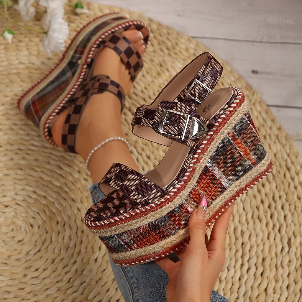 Fashion Women's Sandals 2025 Summer New Fashion Peep Toe Wedge Sandals Women Platform High Heels Outdoor Beach Shoes Sandalias De Mujer