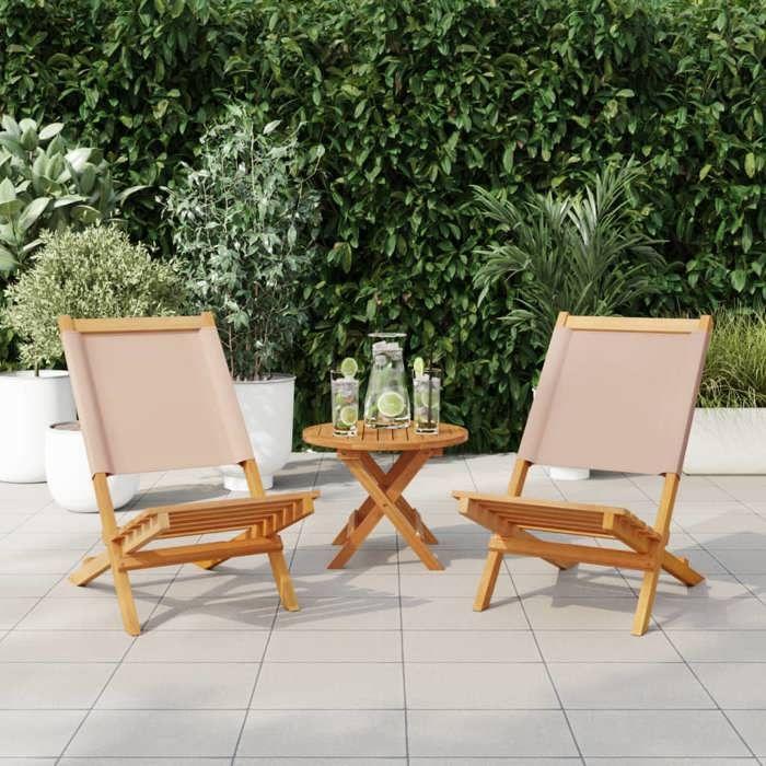 VidaXL Garden Chairs Set of 2 Taupe Solid Acacia Wood and Fabric, Garden Seat, Outdoor Seat, Chair 367692