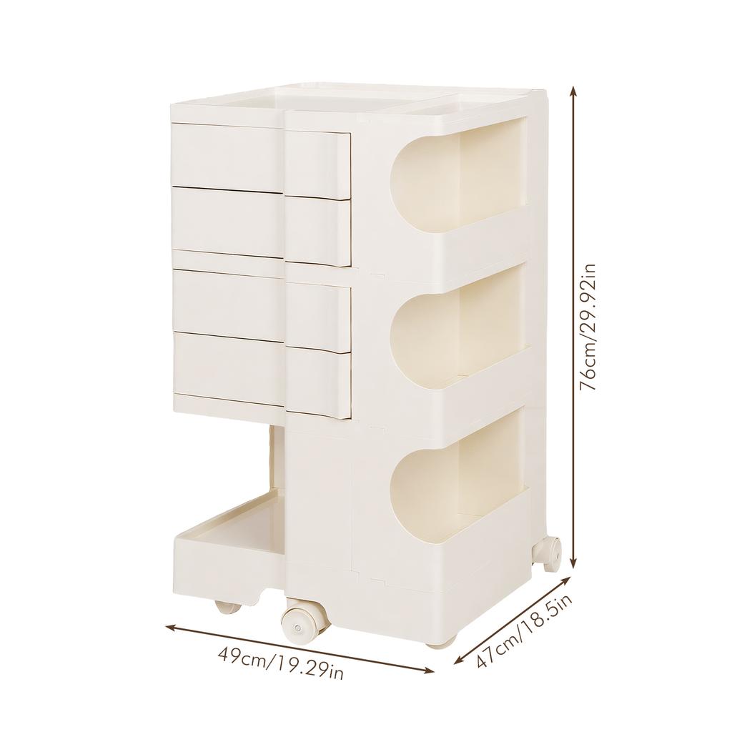Modern Rotating Trolley with Wheels Movable Utility Trolley Cart Large Capacity Multipurpose Storage Caddy Home Storage Rack