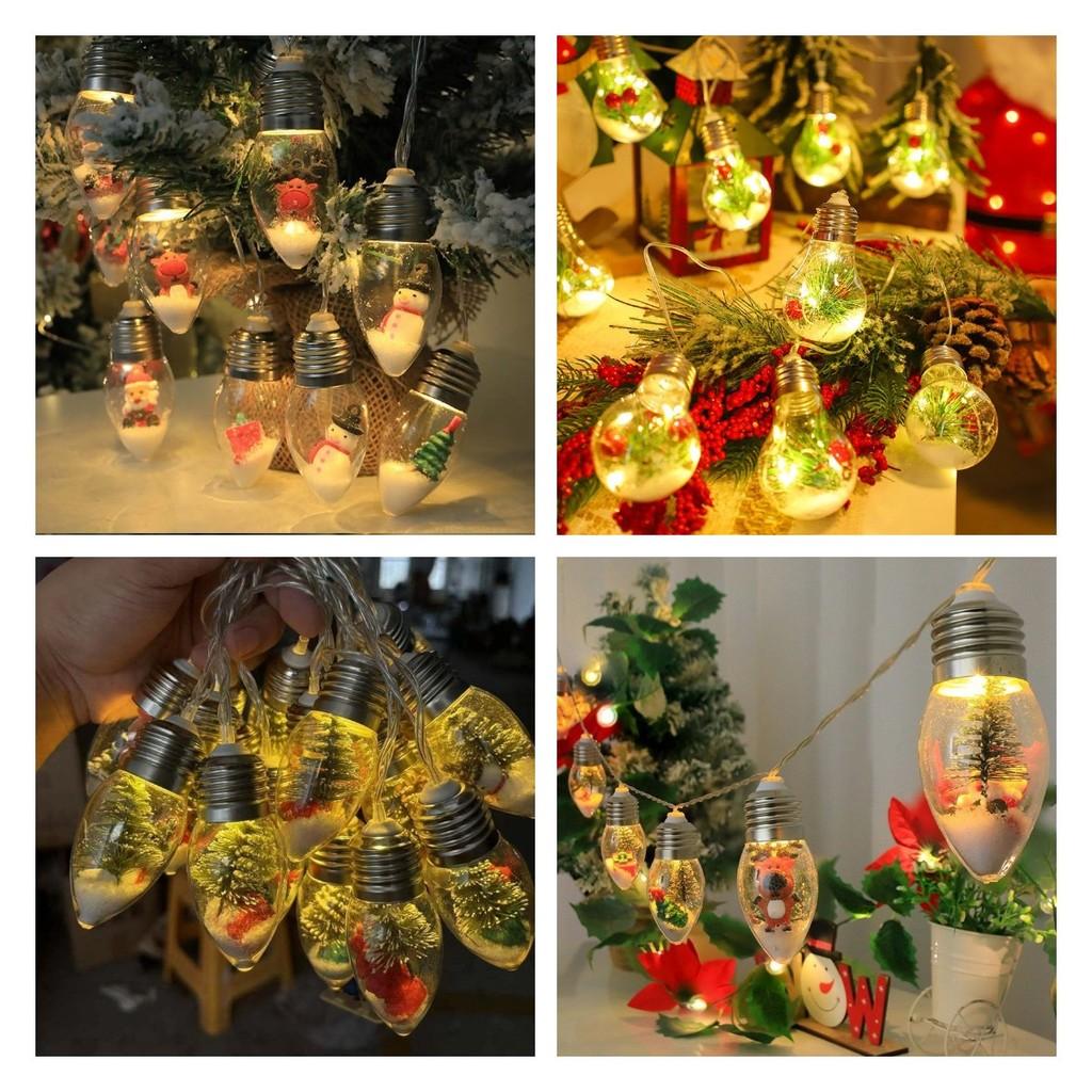 Led Tree Christmas Snow Globe Bulb String Lights For Indoor Outdoor White Warm