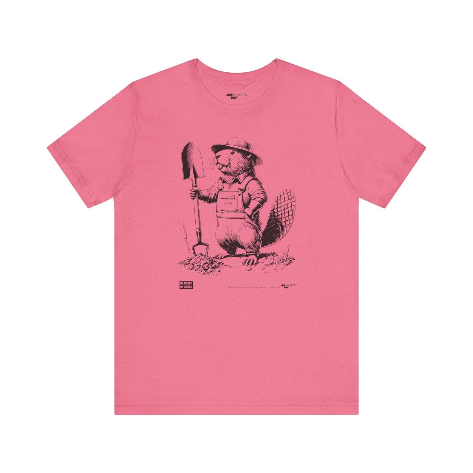 Gardening Beaver T-Shirt: Copper Engraving Vintage Style Unisex Tee XL