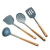 Silicone Kitchen Utensils, Silicone Spatula, Wooden Handle, Silicone Spatula, Silicone Soup Spoon, Leak Spatula, Non-stick Pan