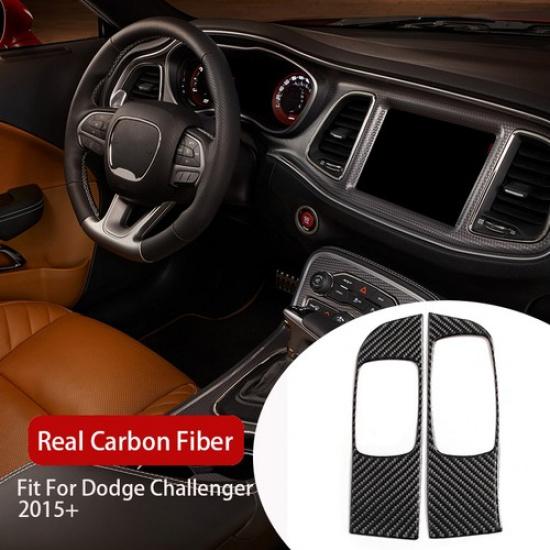 For Dodge Challenger 15+ Carbon Fiber Window Lift Switch Button Panel Trims Pair
