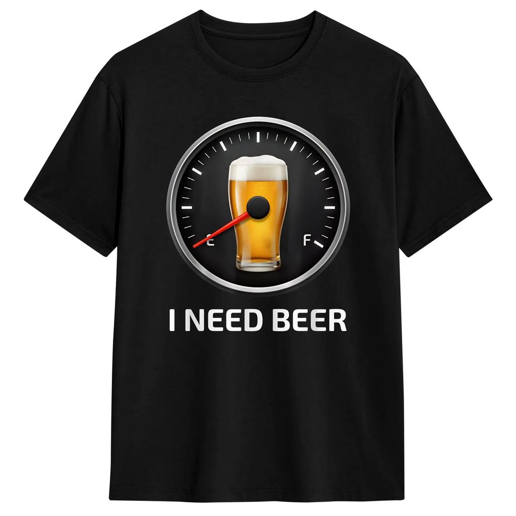 Ich brauche Bier T-Shirts für Männer Bier Tankanzeige Vintage 100% Baumwolle T-Shirt Rundhals Kurzarm T-Shirts 4XL 5XL 6XL Kleidung