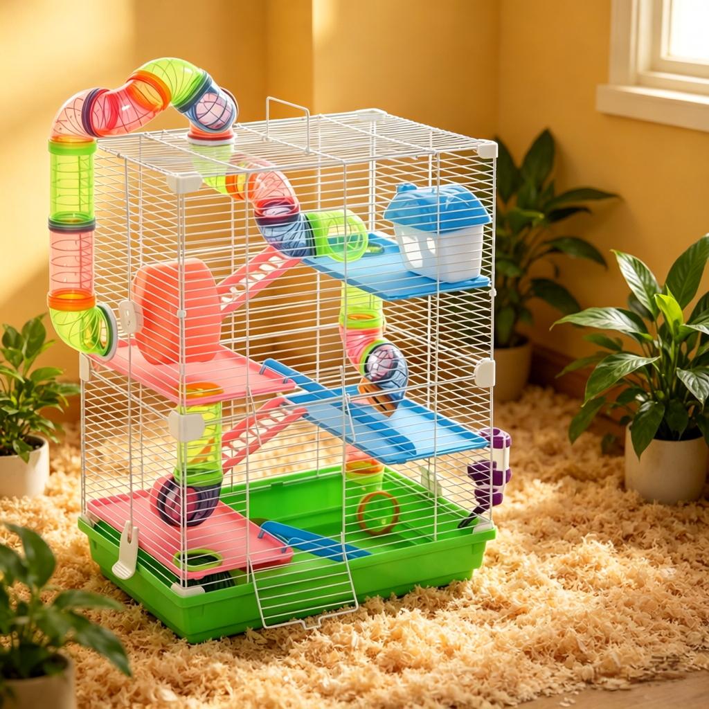 Pet Cage, Gerbil House, Hamster House, 5-Level Vertical Design Small Animal Habitat Cage