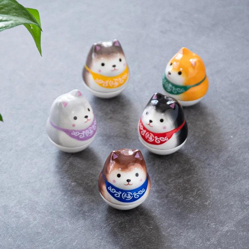 Japanese Ceramic Daruma Crafts Cartoon Lucky Cat Fortune Ornament Landscape Home Decor Accessories Gifts Living Room Decoration