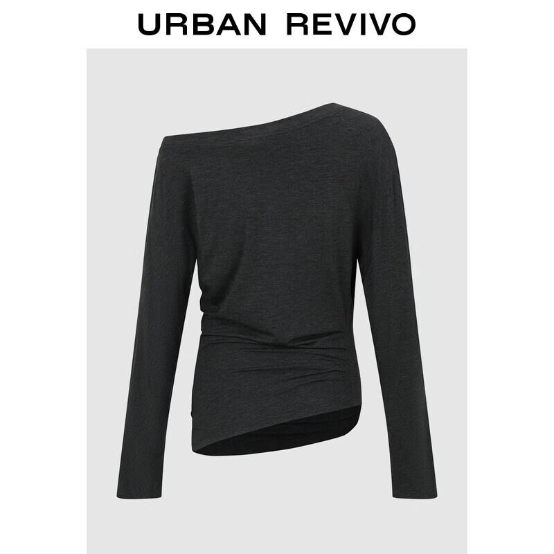 UR 2026 Asymmetric Pleated Oblique Shoulder T-Shirt L