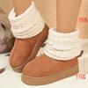 Fashion 2025 New Platform Snow Boots Women's Winter Fashion Round Toe Suede Paneled Yarn Plus Fleece Thickened Flat Cotton Boots