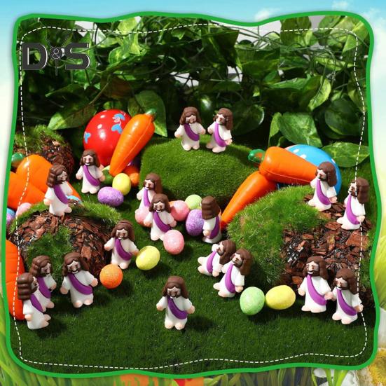 12/48 stk Mini Jesus-figur PVC Frelser Jesus Figurmodell Statue Skulptur Skrivebordsdekorasjon påskepryd Julefestivalgave