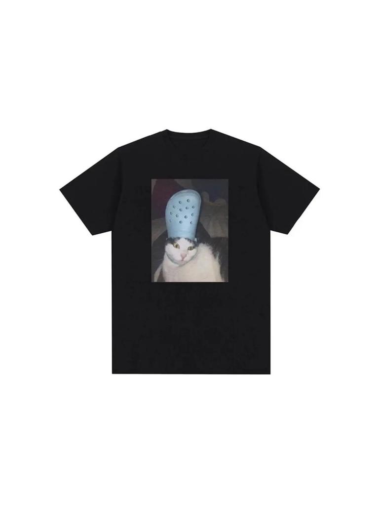 Funny Meme Cat Print Graphic T Shirt Men's Women Vintage High Quality Fashion T-shirts Tops O-Neck Oversized T-shirt