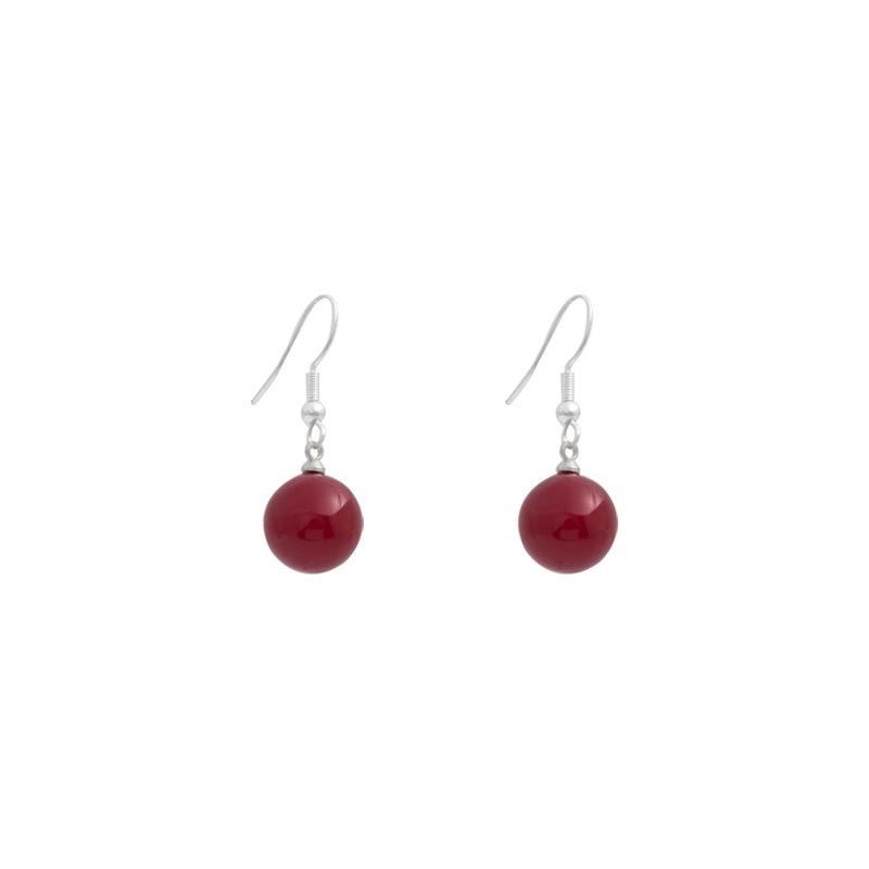 National Style Geometric Red Round Pearl Earrings, Retro Simple Court Style Earrings, High-End Earrings