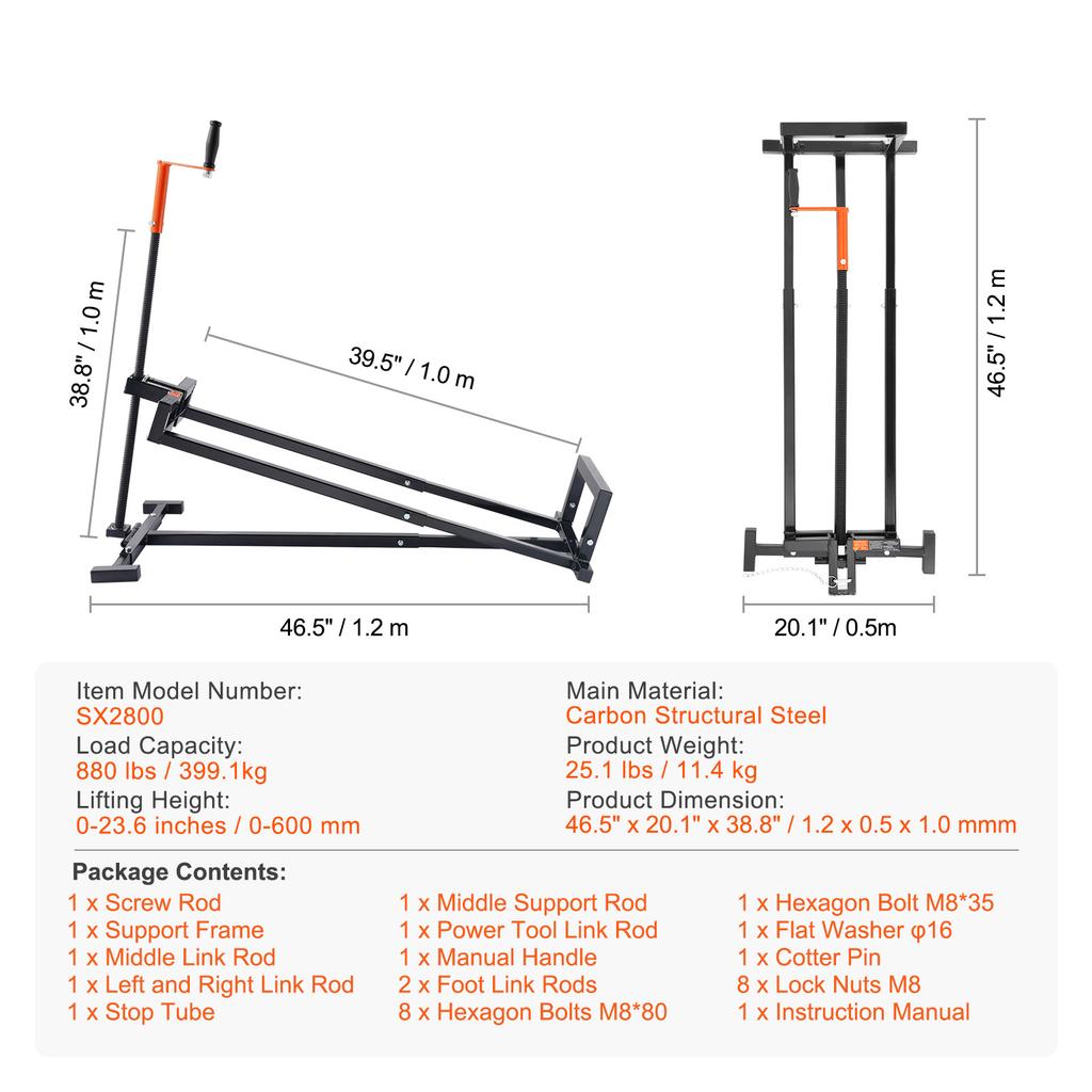 SucceBuy Lawn Mower Lift with Hydraulic/Threaded jack, 500/880 Lbs Adjustable Movable Lawn Lifter for Lawn Mower Garden Tractor