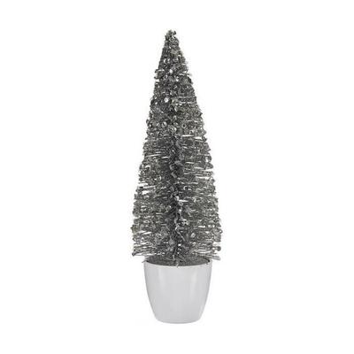 Christmas Tree - Silver and White - Plastic - Medium Size 10 X 33 X 10 Cm - Indoor