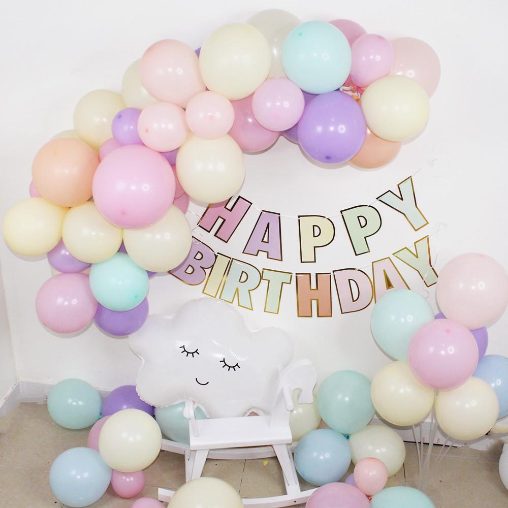 Macaron Color Balloon Set for Kids' Birthday Decorations