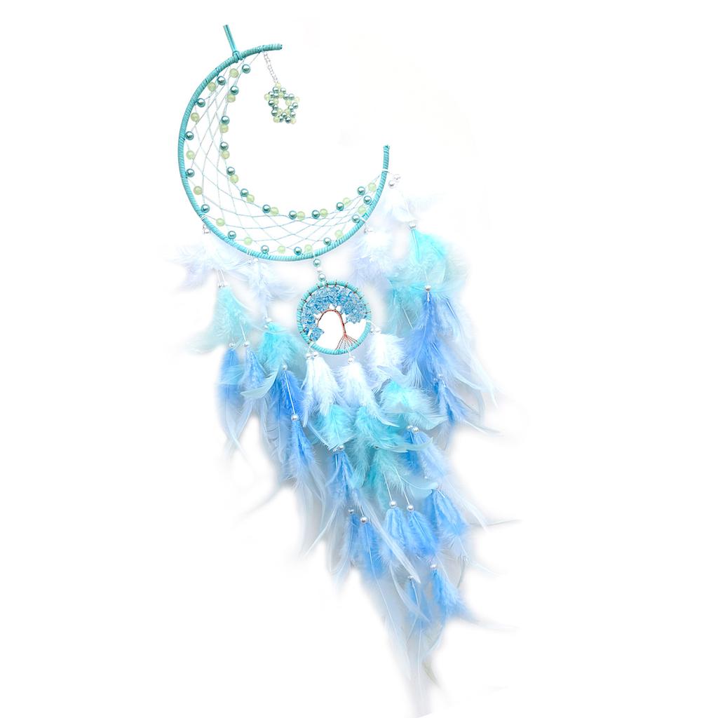 Night Glowing Beads Dreamcatchers Star Moon Feathered Windchimes Wall Hanging Ornament for Eid Ramadans Car Decoration