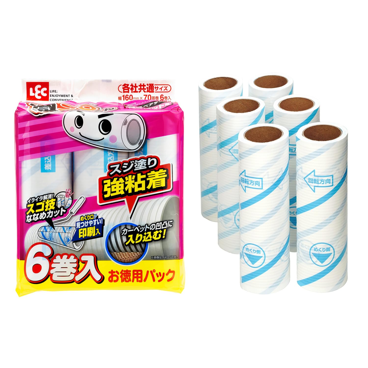 

LEC Gekikoro Super Cutting Strong Adhesive Carpet 6 Spare Pieces S00004 White Suji-Nuri 70-Round Cleaner, (Carpet Cleaner) белый