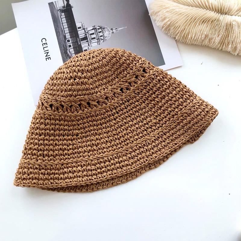 

Bell Bucket Summer Hat Papyrus Woven Hat Face Hollowed Out Hat Fisherman хакі