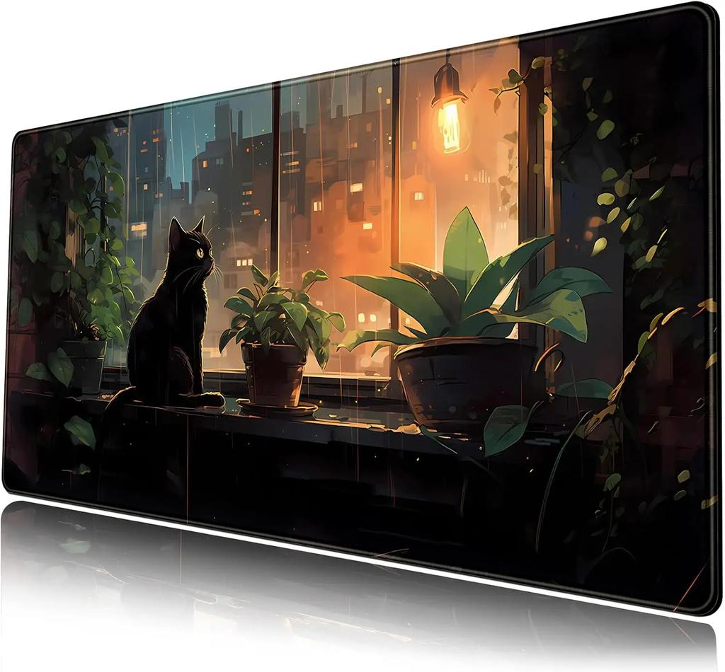 Japanese Anime Kawaii Cat Large Gaming Mouse Pad Xxl Nonslip Rubber Keyboard Mats Computer Laptop Office Desk Decor