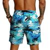 Herren Freizeitshorts mit Kordelzug Leicht Schnelltrocknend Innenbeinlänge Fünf Zoll Hawaiianischer Print Strand Badeshorts mit Taschen