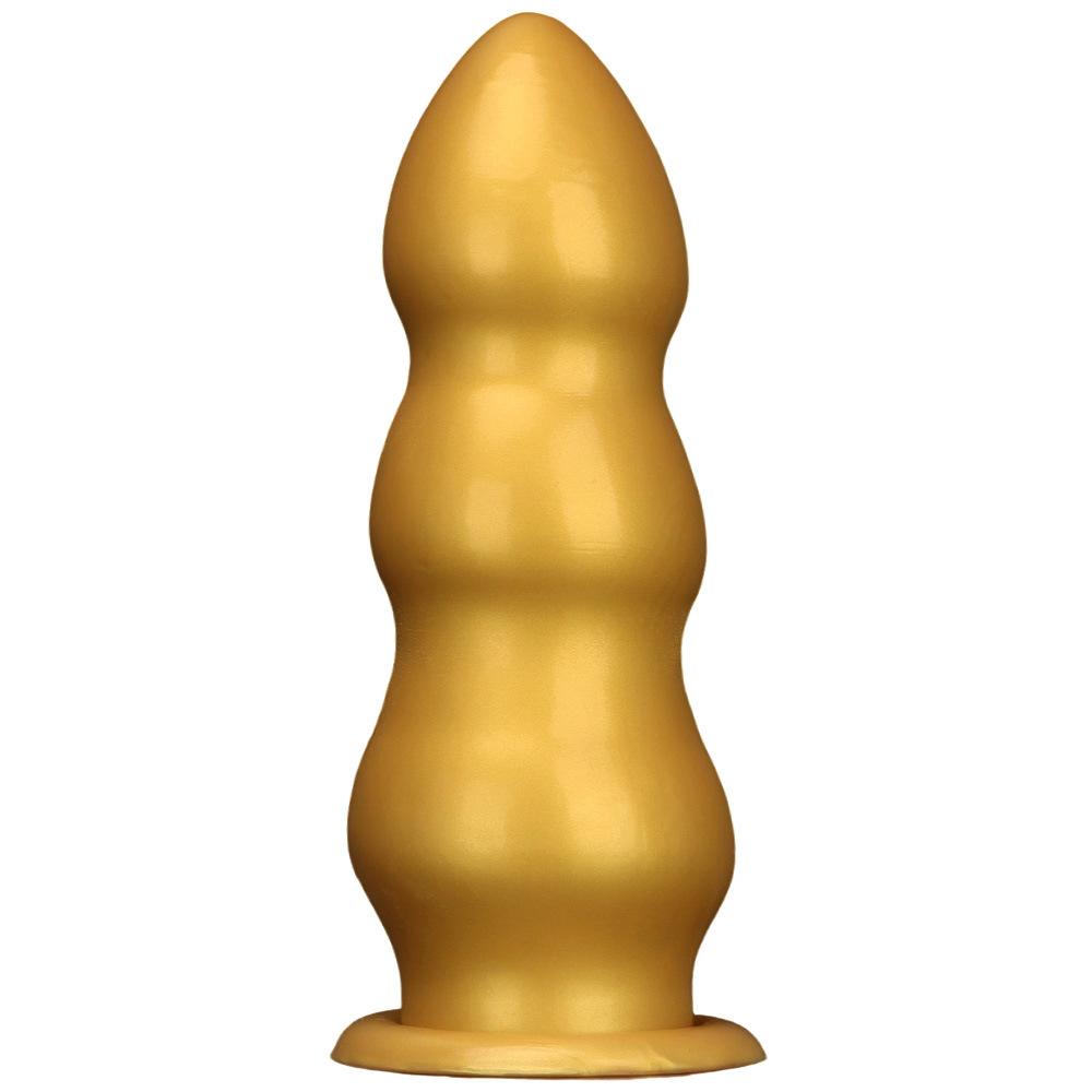 Big Gold Silicone Ribbed Anal Dildo Realistic Penis Sex Toy for Couples Fisting Big Dick BDSM