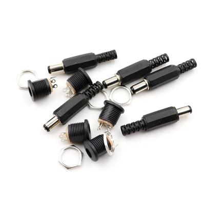 10 Pcs 5.5Mm 2.1Mm Male Dc Power Plug Connector Screw Lock Female Panel Socket