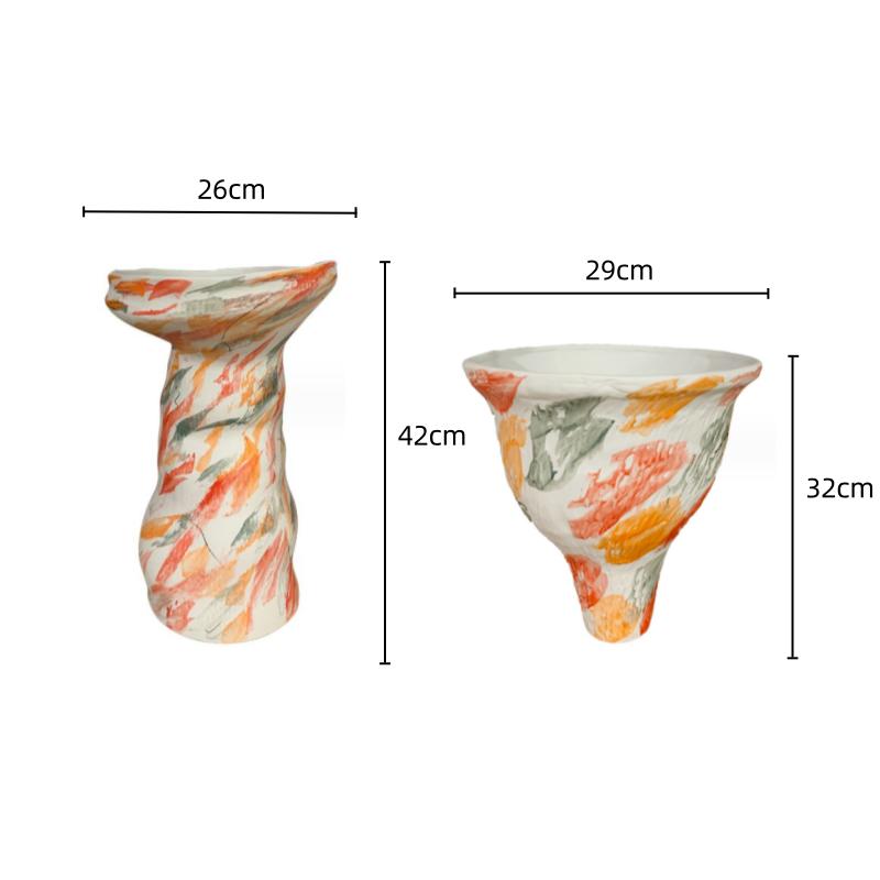 Ceramic Vase Abstract Clay Pot Colorful Graffiti Irregular Shape Flower Arrangement Vase Craft Ornaments Flowerpot Home Decor
