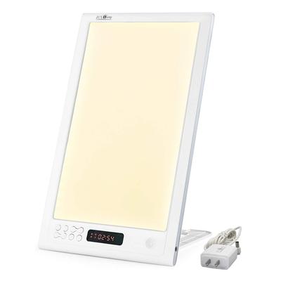Högintensivt 12000 lux Fullspektrum LED-ljusbehandling, Justering av biologisk klocka, Ljusväckarklocka med soluppgångs- och solnedgångssimulering, Naturligt
