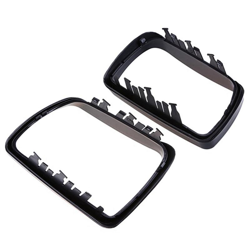 1Pair Car Black Rearview Mirror Cover Shell Side Mirror Frame Replacement For-BMW E53 X5 2000-2006