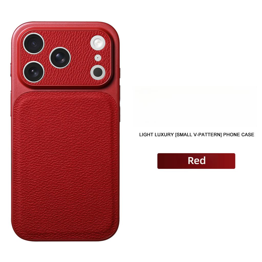 Solid Color Lychee Grain Leather Phone Case, Anti-Scratch & Shockproof Protective Cover for IPhone 17 Pro Max  16 15 14 13 Air