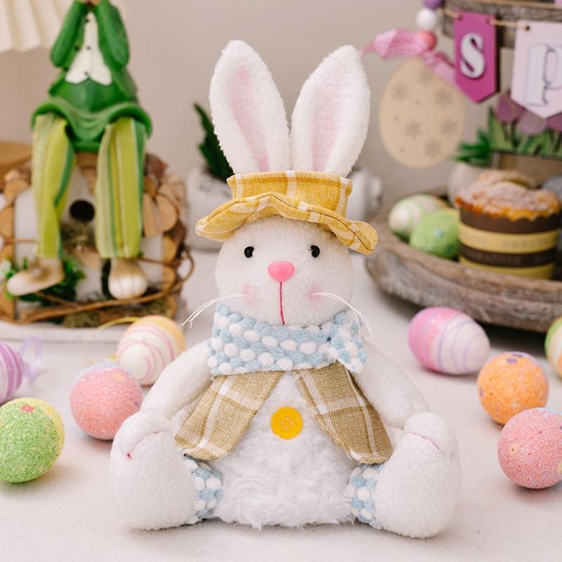 Easter LED Light Rabbit Doll Spring Easter Decorations for Car Rabbit Ornaments Kid Gift 2024 Holiday Party