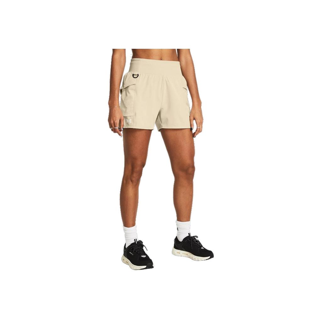 Under Armour Solid Color Comfortable Sports Shorts Women Shorts Khaki Gray 1383360-289