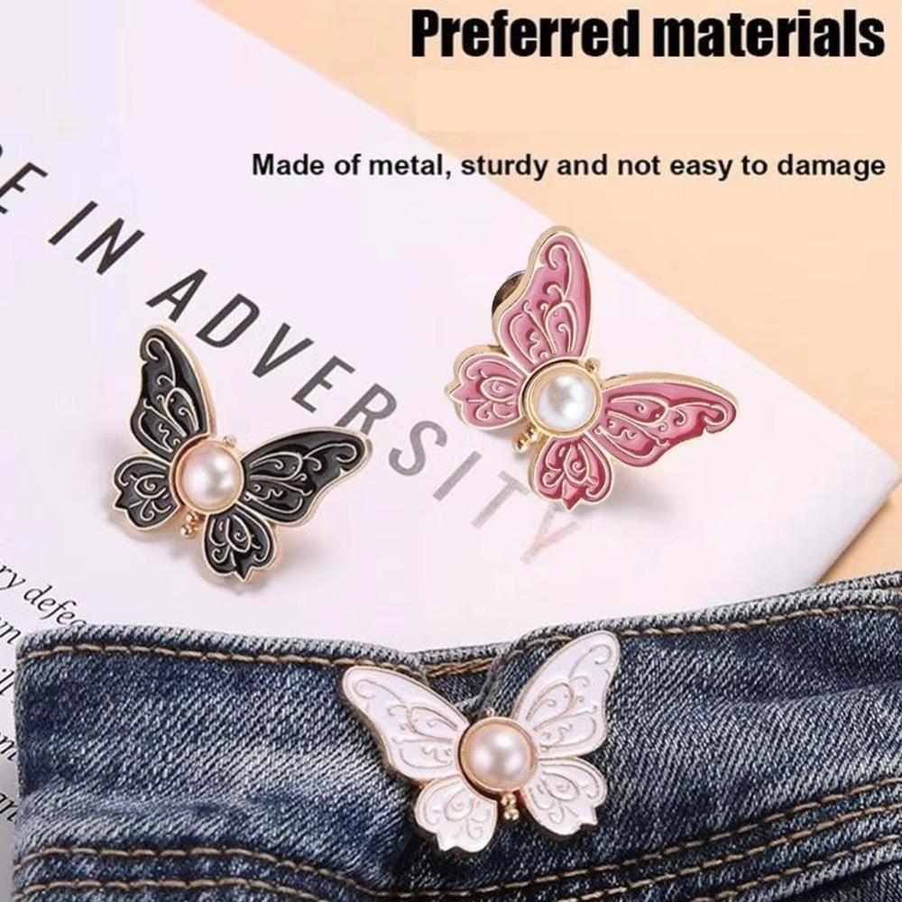 Fashionable Butterfly Shape Jeans Buttons Fixed Waist Tightening Tool Pants Pins Adjustable Fixed Waist Buckle Scarf Fastening