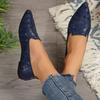 Embroidered Openwork Pointed-Toe Flat-Soled Loafers for Women, Plus Size, Low-Cut Slip-Ons, All-Season Leather Work Shoes