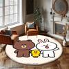 Line Friends Brown Sally Round Rug Cute Cartoon Pattern Circular Carpet Soft Anti-Slip Mat for Kids Room Playroom