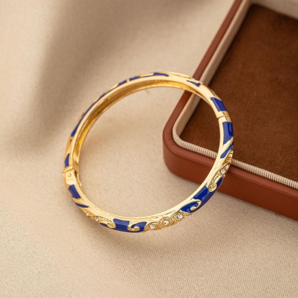 Enamel Vintage Cloisonne Bangle Traditional Women's Hand Bracelet Flower Bangle Girls